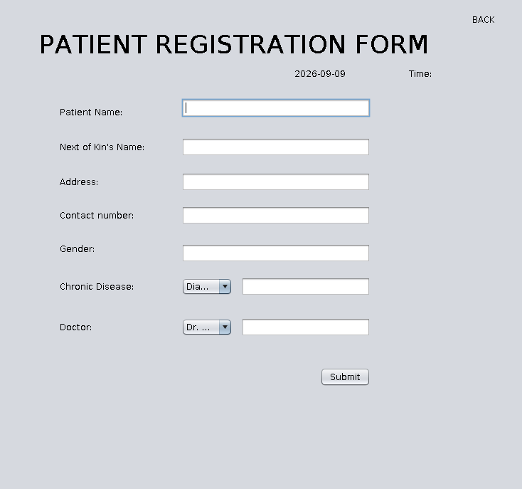 Clinic Management System — main menu