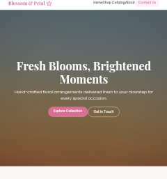 Blossom and Petal flower shop homepage
